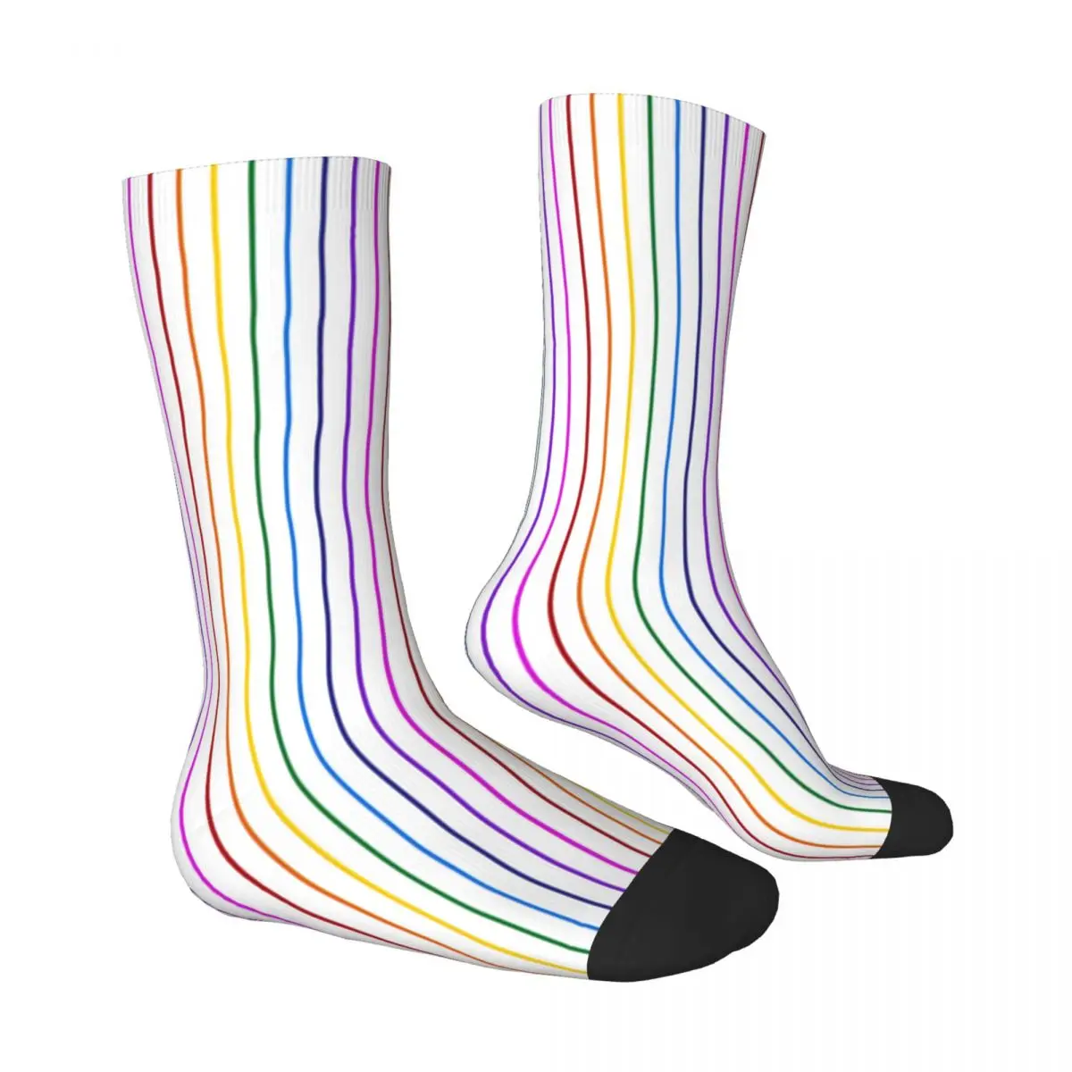 Narrow Rainbow Color Socks Male Mens Women Winter Stockings Harajuku