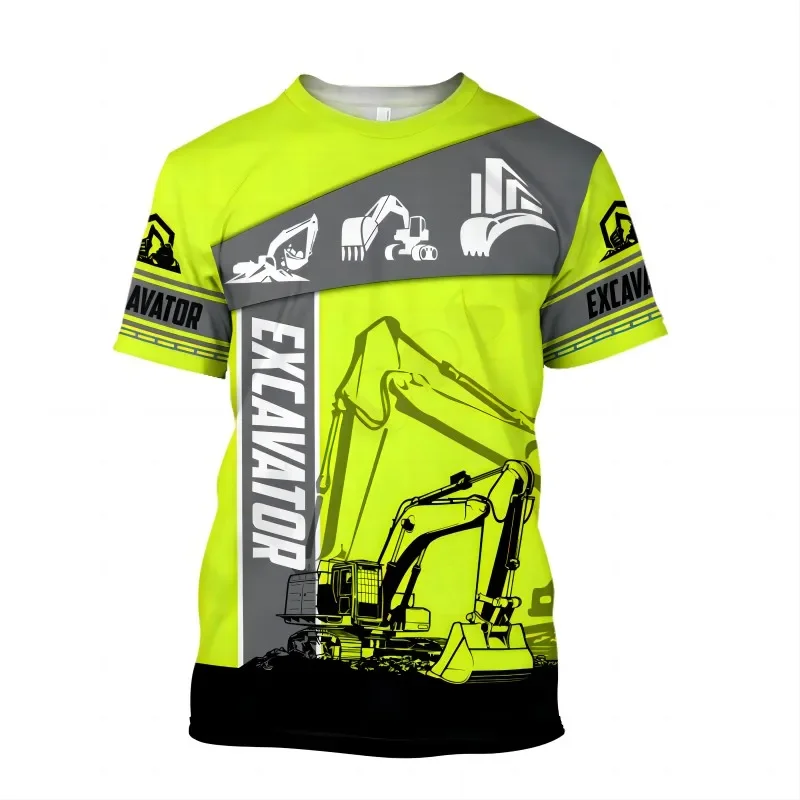 

Экскаватор 3D HD Цифровая печать Летняя мужская футболка Инструмент Srend Street O Collar Полностью соответствует большого размера Футболка с коротким рукавом