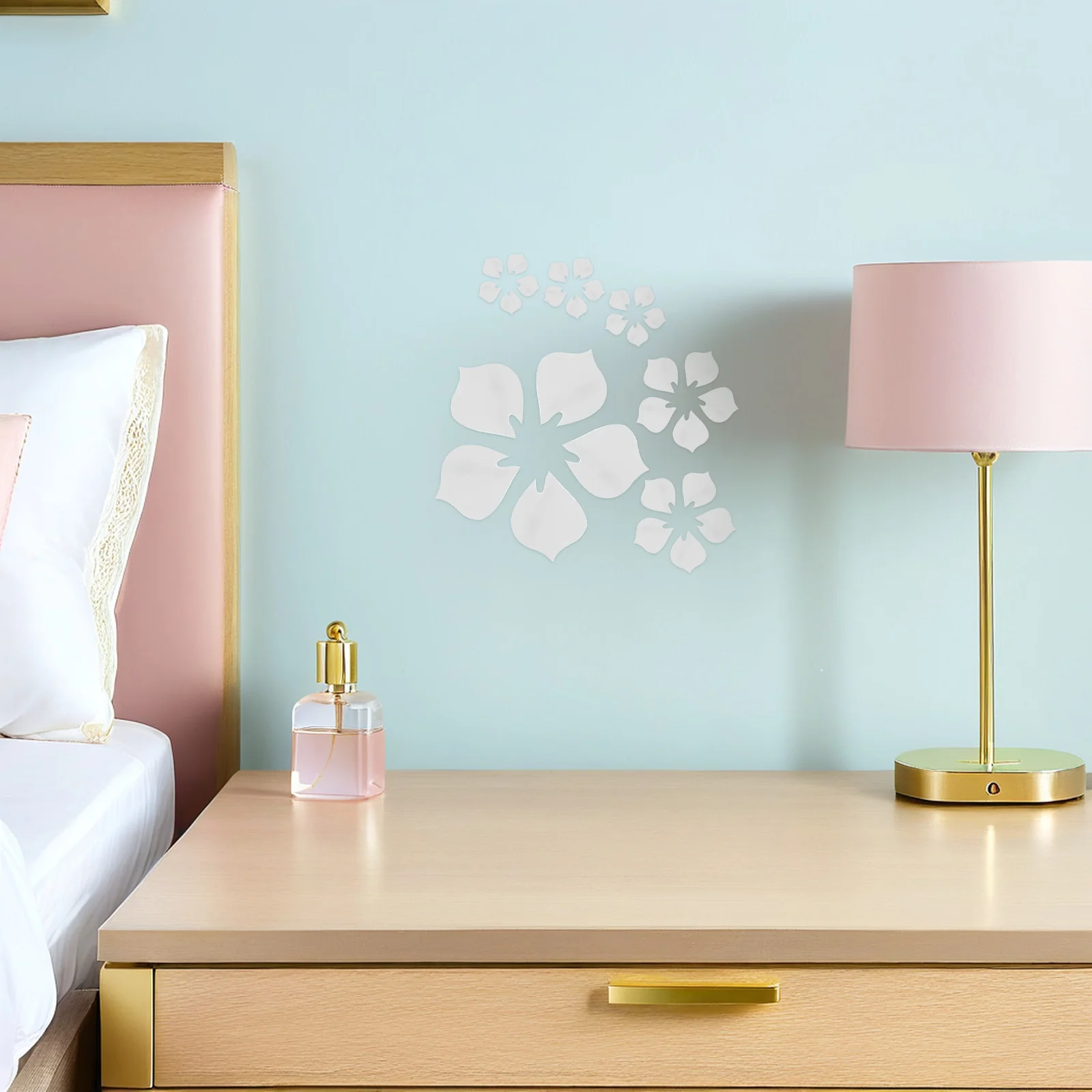 

18Pcs Acrylic Mirror Wall Stickers Decorative Removable Flower Decals Modern Art Mural Wall Stickers for Living Room Bedroom