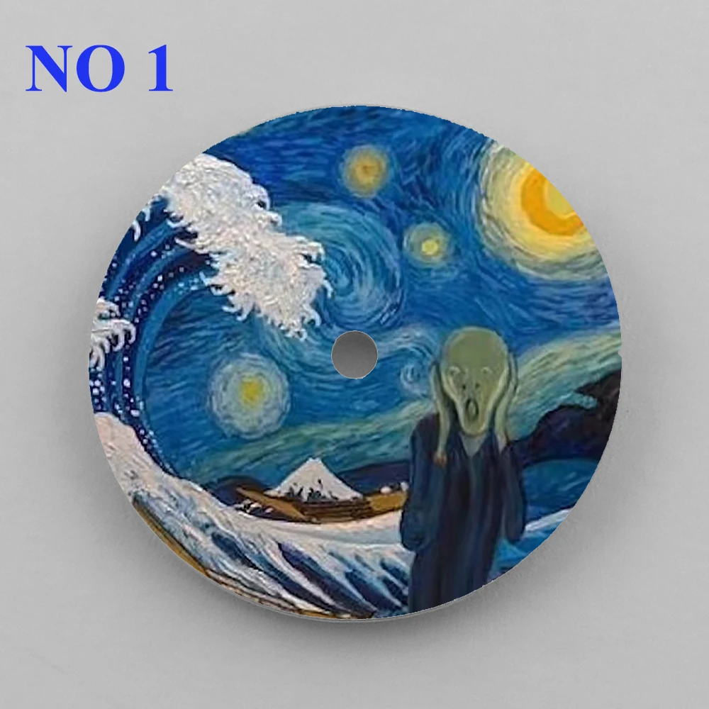 Watch Dial 28.5mm nh35 Dial Kanagawa DIY Dial Color Printing Custom Dial Watch Face Suitable For NH35/36 Movement Watch Parts