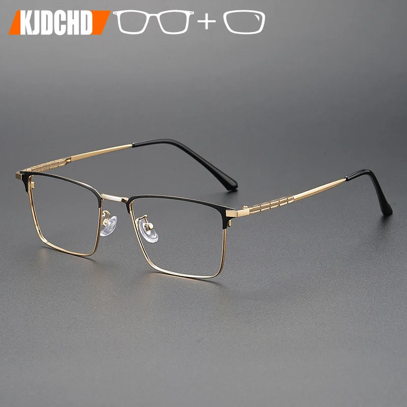 

KJDCHD Men's Business Optical Prescription Glasses Myopia Hyperopia Progressive Titanium Anti-Reflective Recipe Eyeglasses