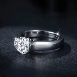 IOGOU 8mm 2ct Solitiare D Color Round Moissanite Rings Bands For Women 925 Sterling Silver Engagement Wedding Jewelry Bezel Set