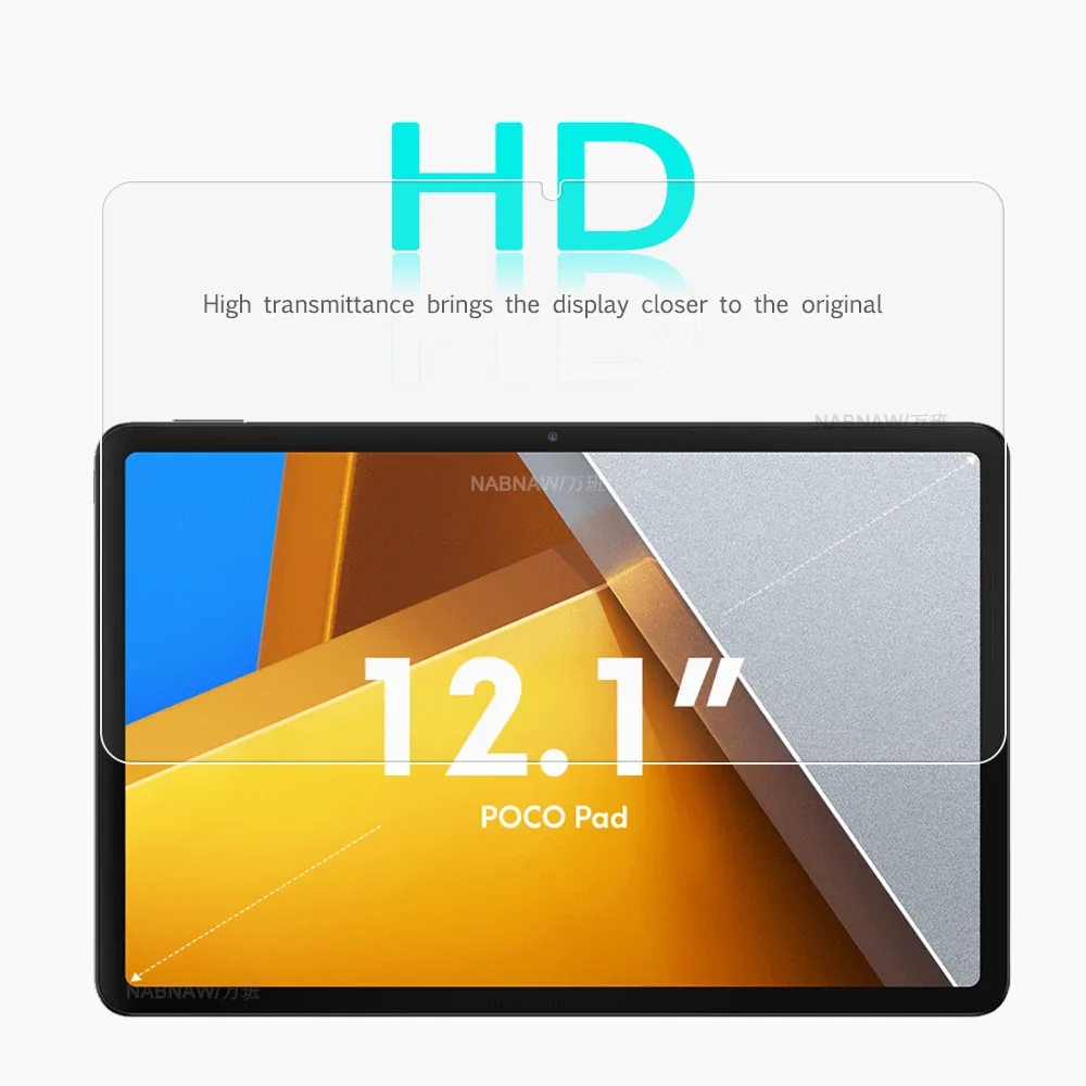 2 Pieces Tempered Glass Screen Protector For POCO Pad 12.1-inch 2024 Anti-Scratch HD Oil-Coating Hard Protective Film