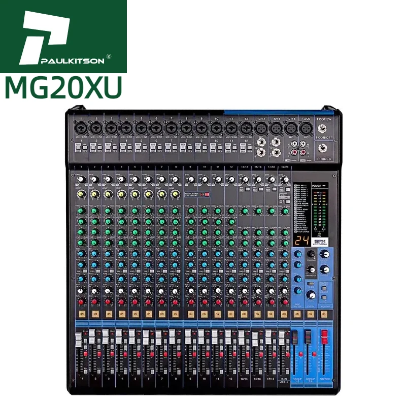 Paulkitson MG20XU Professional Audio Mixer Sound System 20 Channels Digital Audio Console DJ Controller/Audio Console Mixer