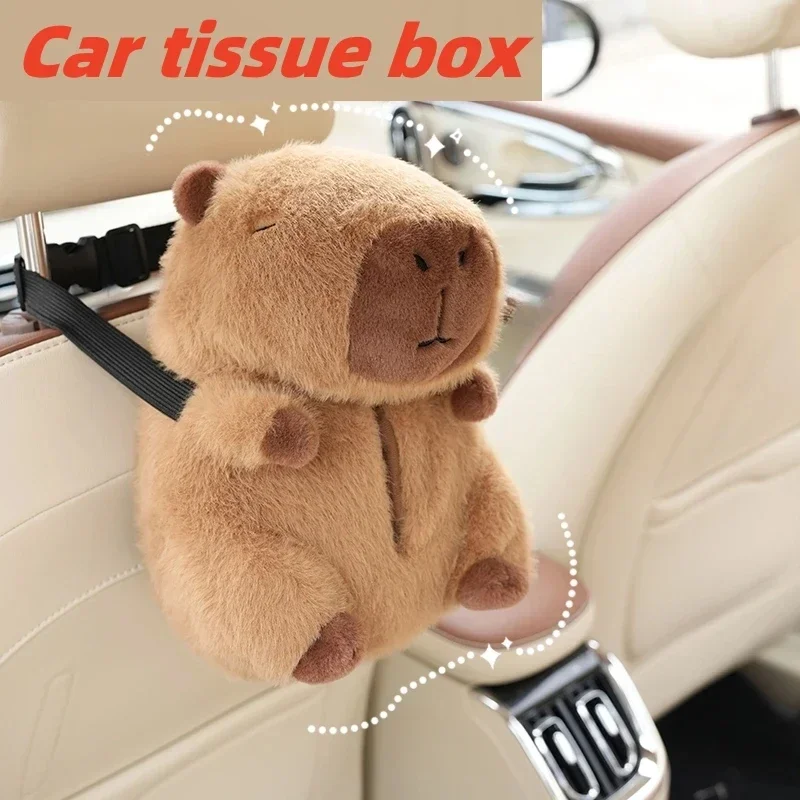 Neue Capybara Plüsch Auto Tissue Box niedlichen Cartoon Autos itz zurück Papiertüte kreative Auto Tissue Box weiche Plüschtiere für Kinder Geschenke