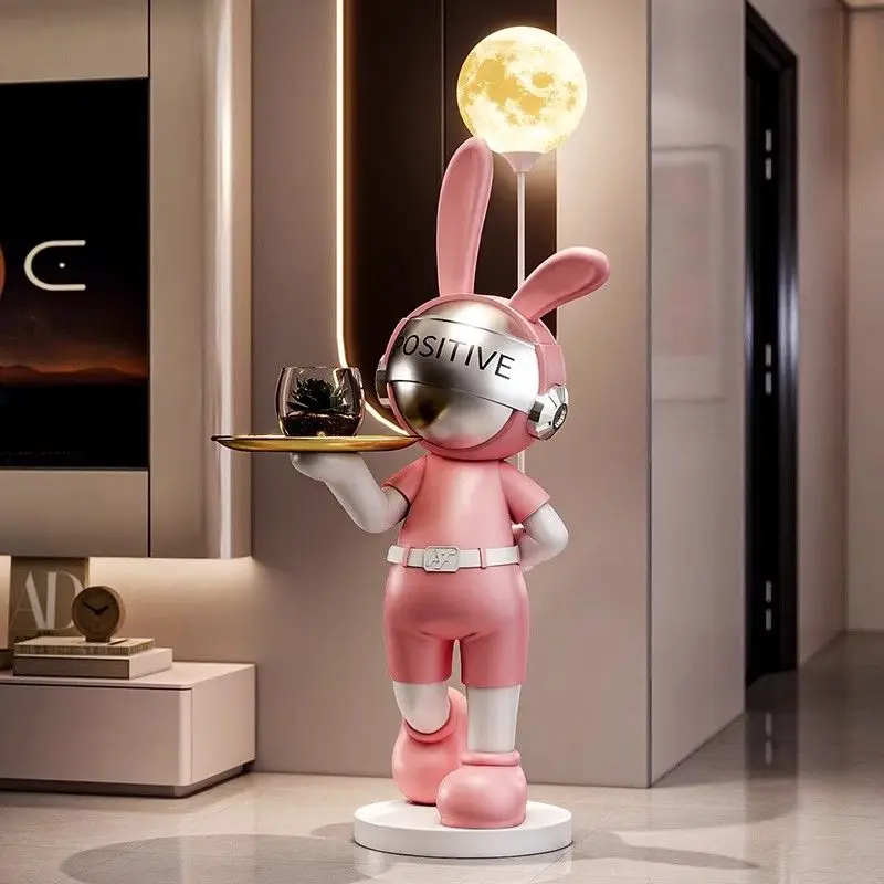 oo-Home Decor Anime Rabbit Figure Model Sculpture Living Room Luminous Ornaments Statue Modern Nordic Resin Crafts Figurine