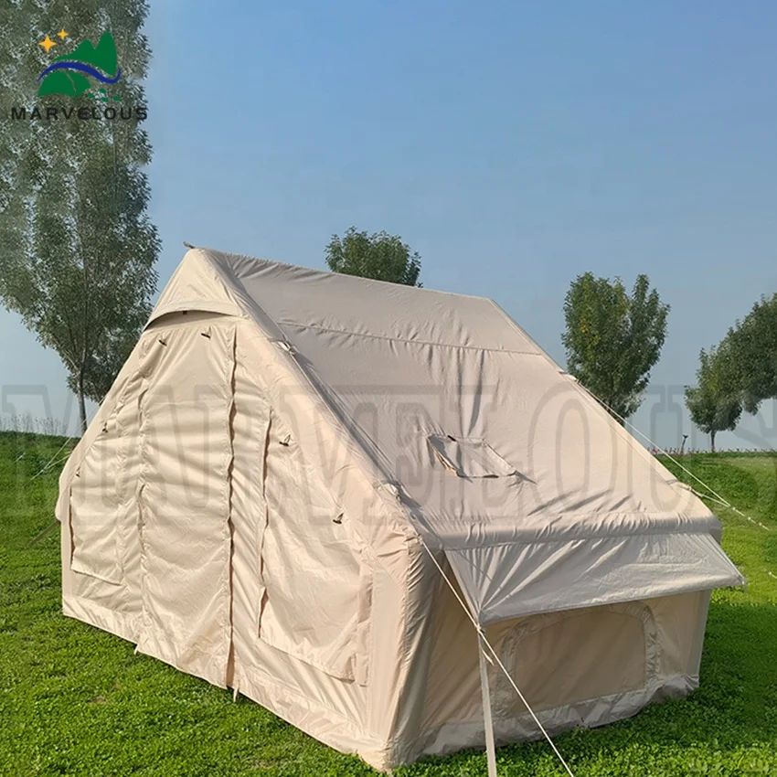 Factory Family 2-4 Person  Skylight Waterproof and Portable Inflatable Camping Tent with Cotton Fabric for Outdoor Events