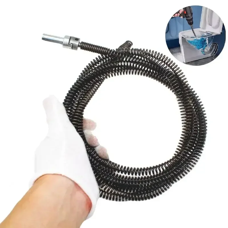 Drain Auger Cable 1M Drain Snake Clog Remover with Drill Connector Flexible Drill Cleaning Cable for Kitchen Shower Sink Toilet