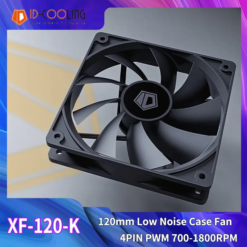 ID-COOLING XF-120-K 120mm 4Pin PWM CPU Cooler PC Case Fan 700-1800RPM Silent Hydraulic Bearing for Cooling Radiator & Chassis
