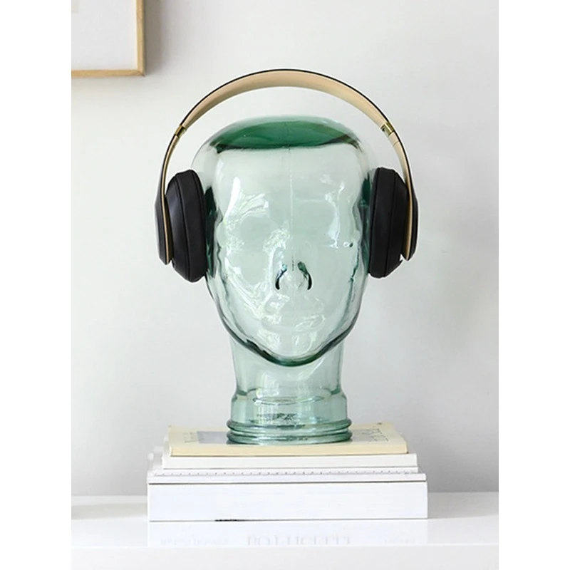 Transparent glass avatar modern home living room headphone hat storage ornament desktop soft decoration
