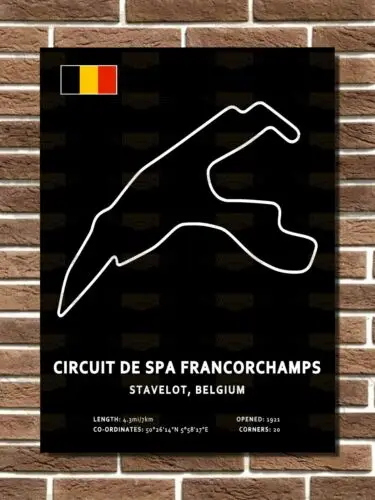 Spa Francorchamps Circuit Layout Metal Sign Garage Sign Wall Plaque Man Cave Bar