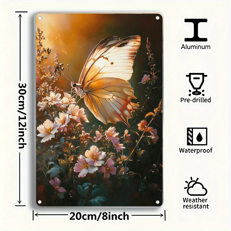 2D Flat, 6pcs Set of Dynamic Butterfly Wall Art - 19.81x29.97 cm, Vivid Two-Dimensional Flat Oil Painting, Featuring Floral and