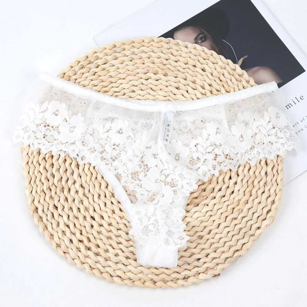 1PC Sexy Floral Lace Women\'s Thongs Transparent Women Panties Underwear Solid G-String Female Underpants Intimates Lingerie