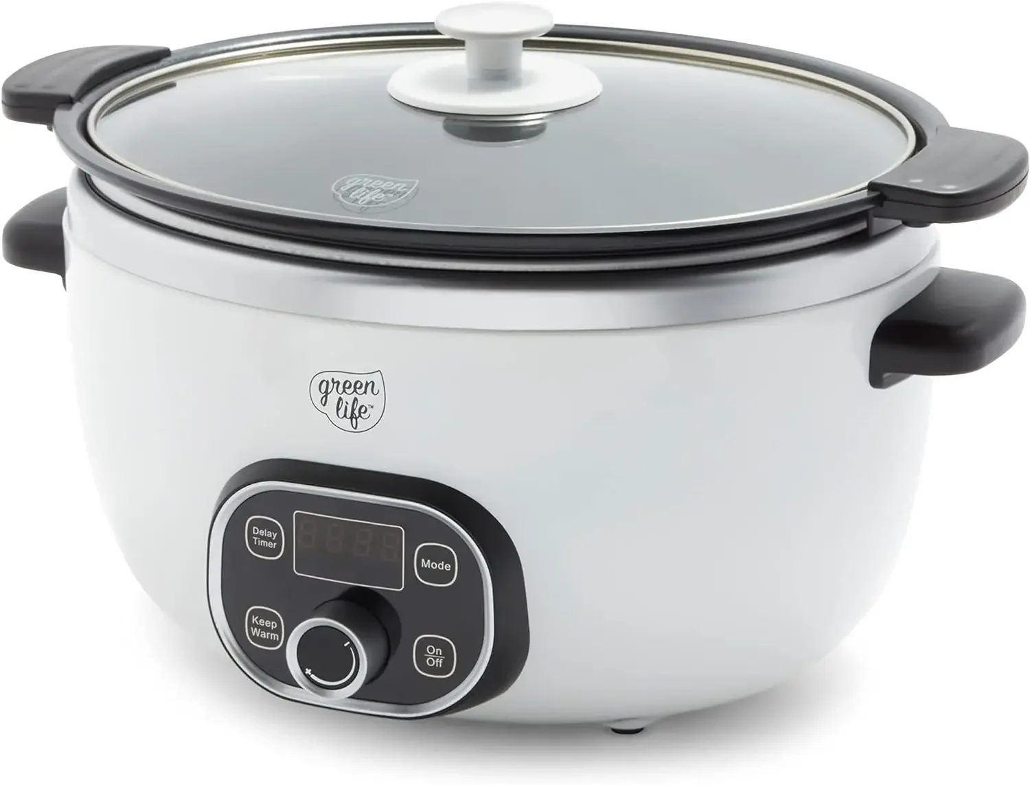 

Duo Healthy Ceramic Nonstick Programmable 6 Quart Family-Sized Slow Cooker, PFAS-Free, Removable Lid and Pot, Digital Timer