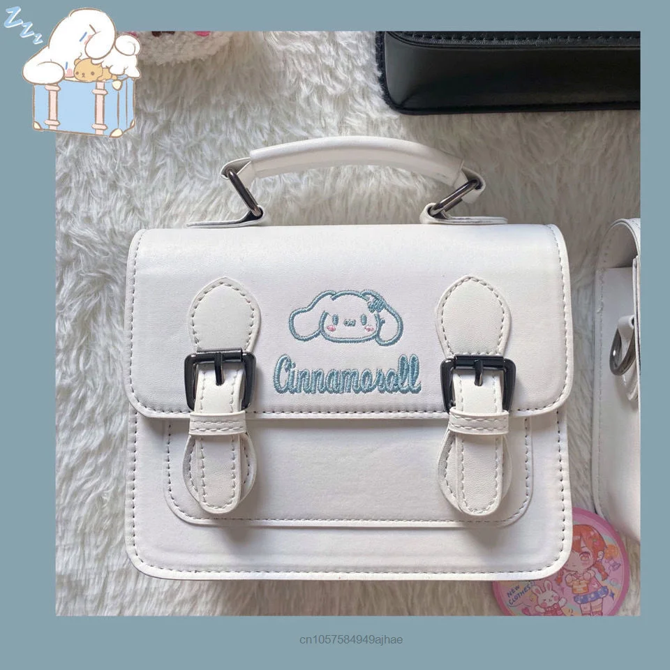 Sanrio Cinnamoroll Mein Meldoy Original Nette Weiche JK Tragbare Umhängetasche Hallo Kitty Schule Y2K Mädchen PU Leder Handtasche 2000s