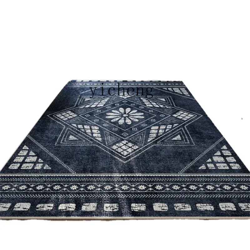 ZC Living Room Carpet Bedroom Blue Advanced Bed & Breakfast Sofa Table Carpet Retro Bedside Tea Room Floor Mat