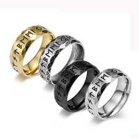Vintage Viking Rune Ring Stainless Steel Nordic Odin Viking Ring For Men Women Couple Amulet Fashion Jewelry Gift Never Fade