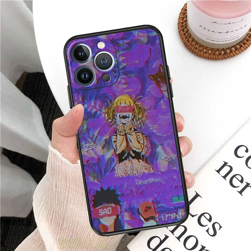 Phone Case for iPhone 16ProMax 14 13 15 Pro Max 12 11 XR SE 7 8 16 Plus Abstact Trippy Psychedelic Art Soft Black Silicone Cover