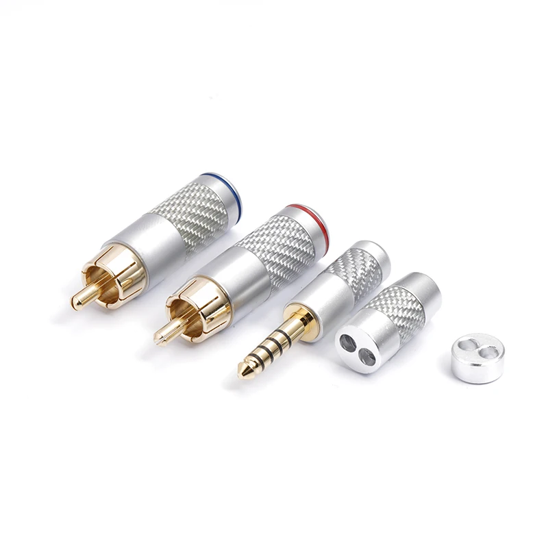 Silver carbon fiber 4.4mm 3.5mm power amplifier RCA audio signal line Double lotus plug DIY fever accessories 2.5mm