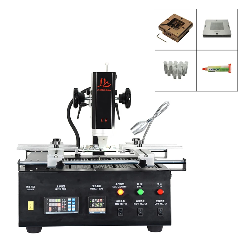 

BGA Rework Station Kit LY HR8500 BGA Rework Station + Rotary Fixture + Flat Scraper SA-10 Flux Tool 6 in 1 Anti-Static Brush