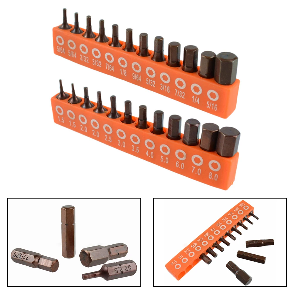 12/24pcs 1/4 Screwdriver Bit Set Hexagonal Screwdriver Bit Magnetic Set 25mm Hex Shank Driver Bit With Bit Holder