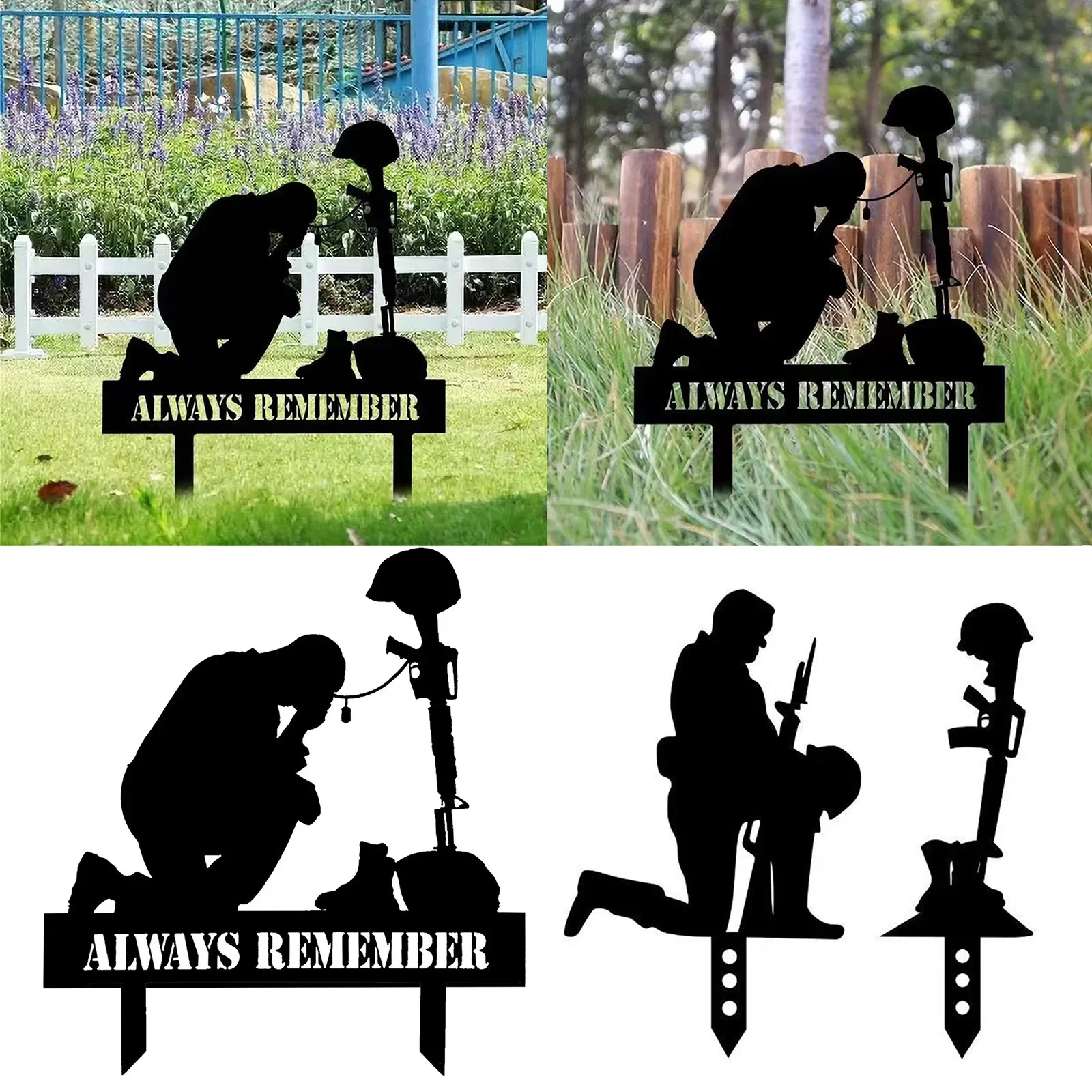 

Decorative Kneeling Soldier Art Garden Decor Flag Courtyard Flag American Soldier Kneeling Weathered Art Home Decor Decorations