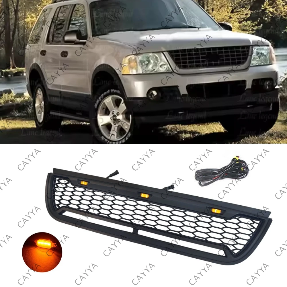 Para Ford Explorer rejilla 2002-2005 parrilla con luces 2003 EXPLORER rejilla de parachoques delantero accesorios modificación decoración