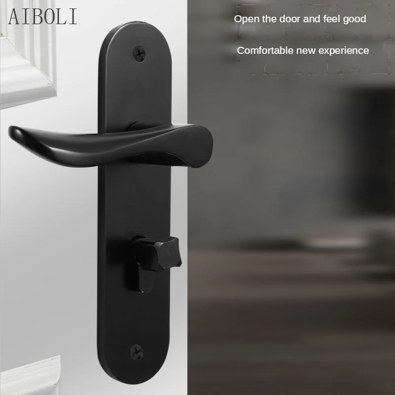 Door Lock Bedroom Mute Black Split Magnetic Lock Solid Wood Door Room Handle Lock Indoor Door Lock