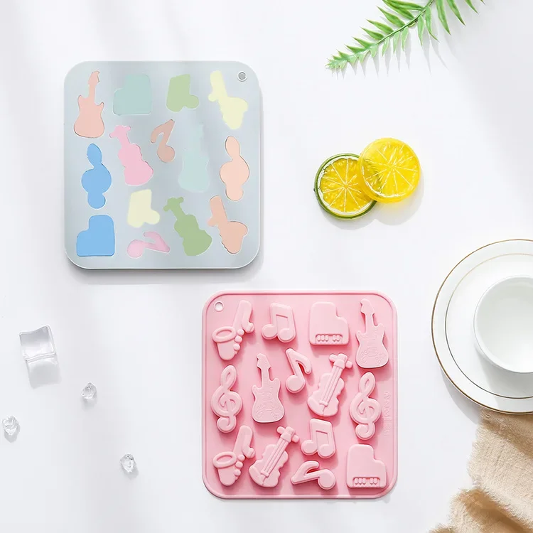 14-hole Musical Instrument Note Modeling Silicone Mold Fondant Cake Chocolate Mold Ice Cube Cake Mould Cake Decorating Tools