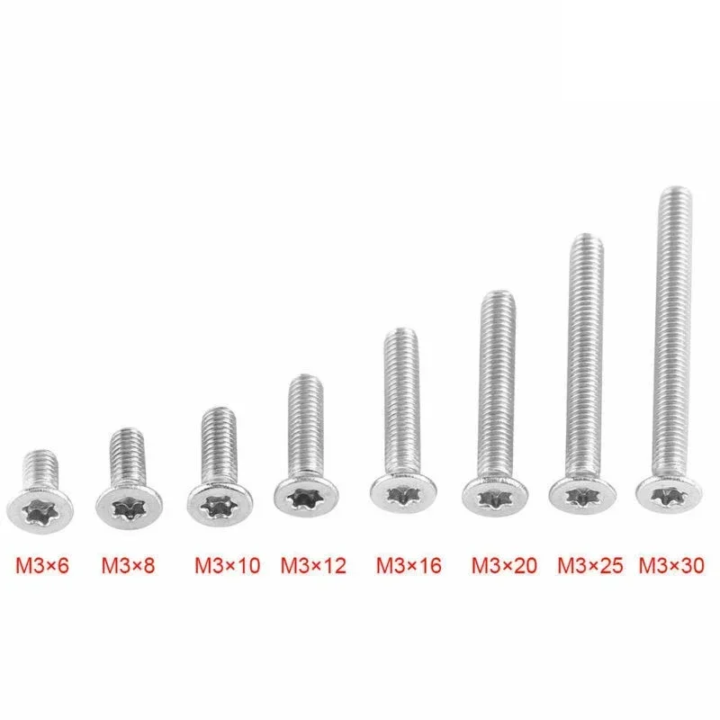 M 2.5 M3 M4 304 A2-70 Thép Không Gỉ 304 Torx Đầu Dẹp Countersunk Vít 6 Thùy Bu Lông Máy Vít