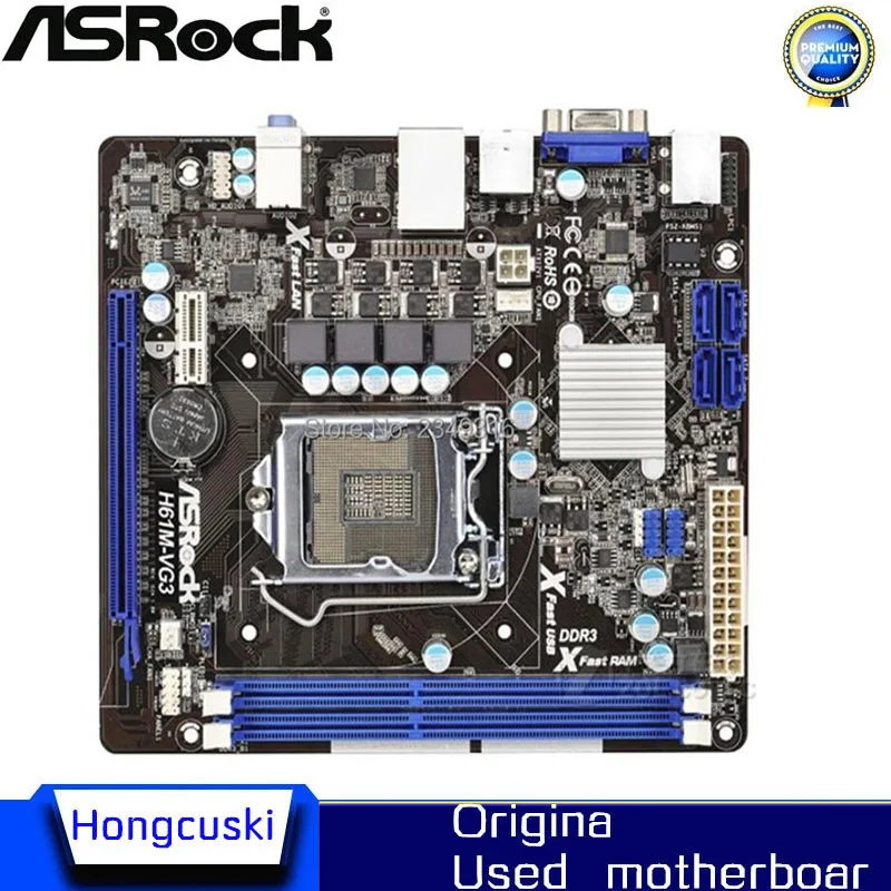 

For ASRock H61M-VG3 Desktop Board H61 Slot LGA1155 DDR3 Motherboard SATA2 USB2.0 Support I3 I5 I7