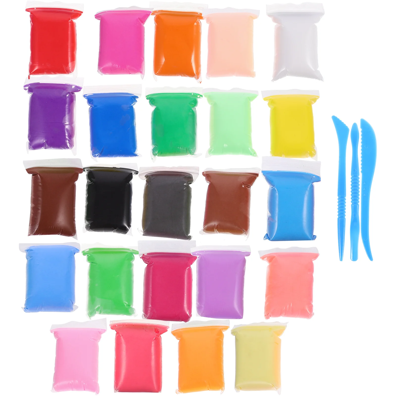 

24 Bags Clay DIY Colorful Polymer Bentonite Teenager Craft Kit Air Dry Sculpture Modeling