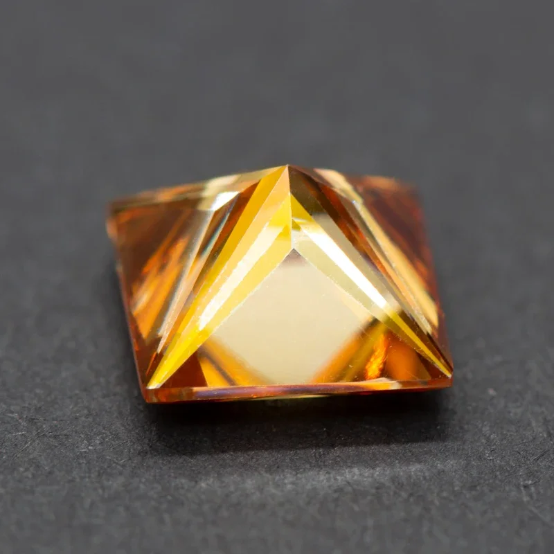 Orangefarbener Moissanit im Princess-Schliff, Edelstein, Laborgezüchteter Diamant, Schmuckherstellungsmaterial für Damen mit Zertifikat – Detail 2
