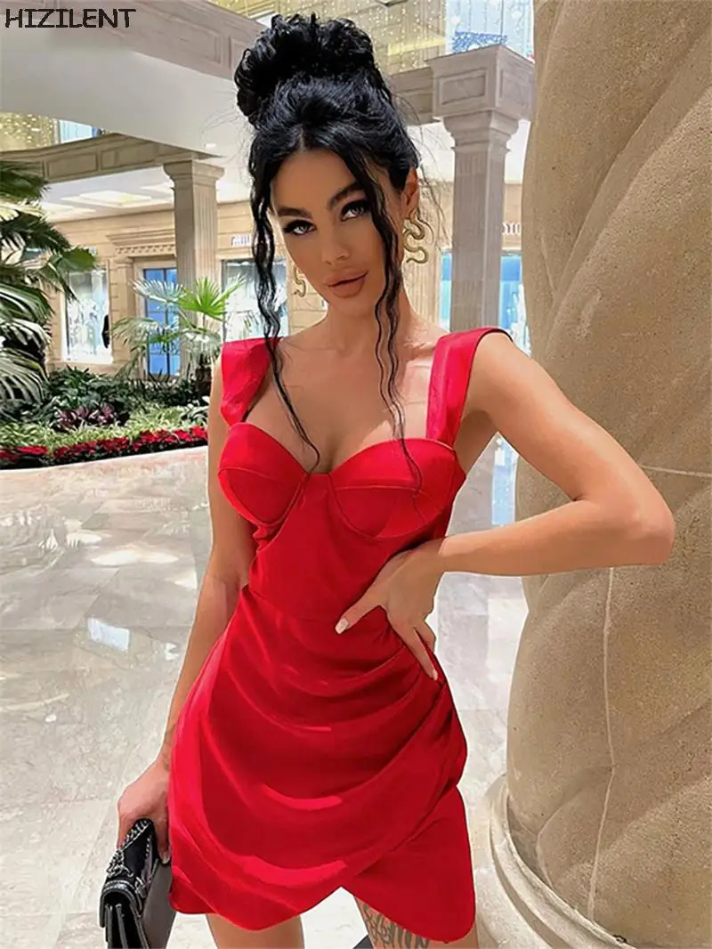 Summer 2022 Green Bodycon Dress Women's Mini Sleeveless Elegant Red Sexy Dresses Party Club Off Shoulder Noble dresses for women