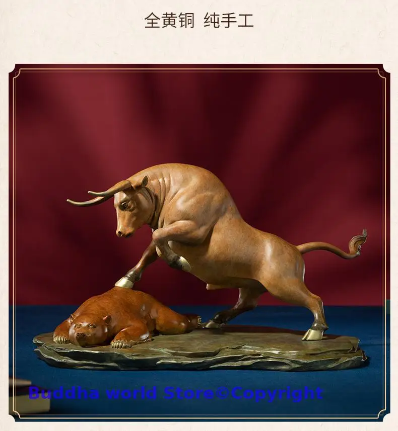 

2024 TOP foreign GIFT GOOD LUCK Mascot Collection art Home company copper decorative Financial Stock market bull art Christmas