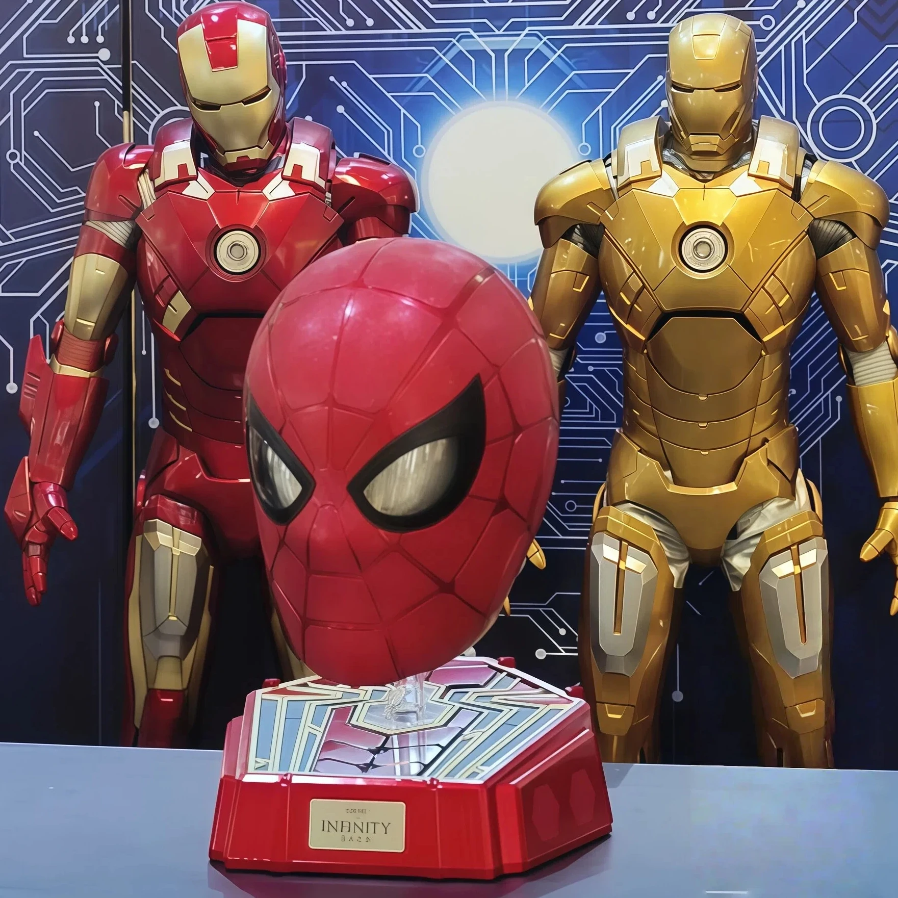 

Шлем Человека-паука Marvel 1:1, носимый, с электрическими мигающими огнями, Bluetooth-динамиком, реквизит для косплея, коллекционный, из серии «Инфинити-сага»