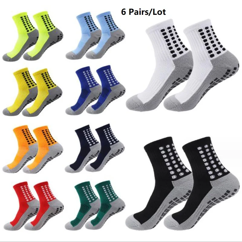 6 Pairs Anti-slip Football Socks Mens Non-slip Soccer Basketball Tennis Sport Socks Grip Cycling Riding Socks Womens Yoga Socks