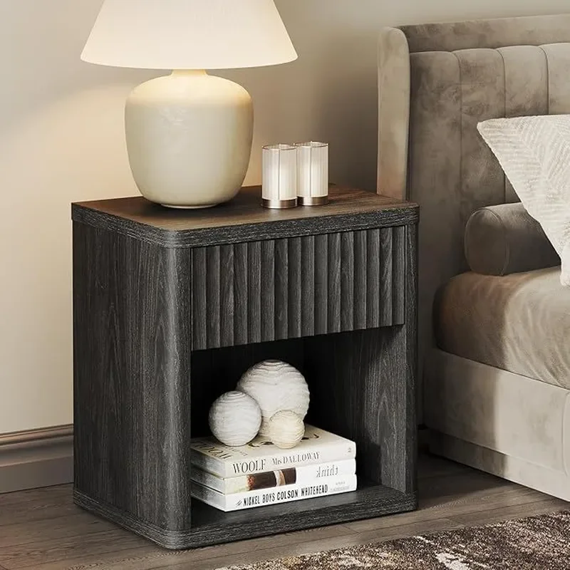 for European American Style Simple Bedroom Panel Furniture Bedside Cabinet Nightstand Factory Wholesale Cross Border Supply