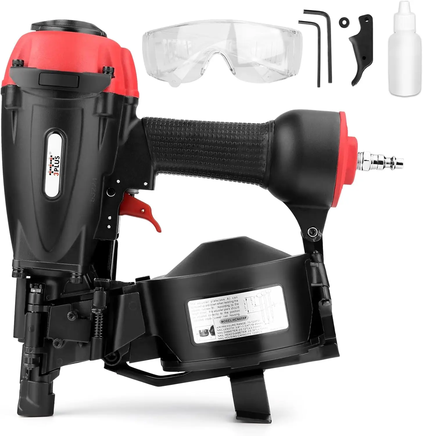 Pneumatic Coil Roofing Nailer, 11 Gauge 15 Degree, Drives 3/4