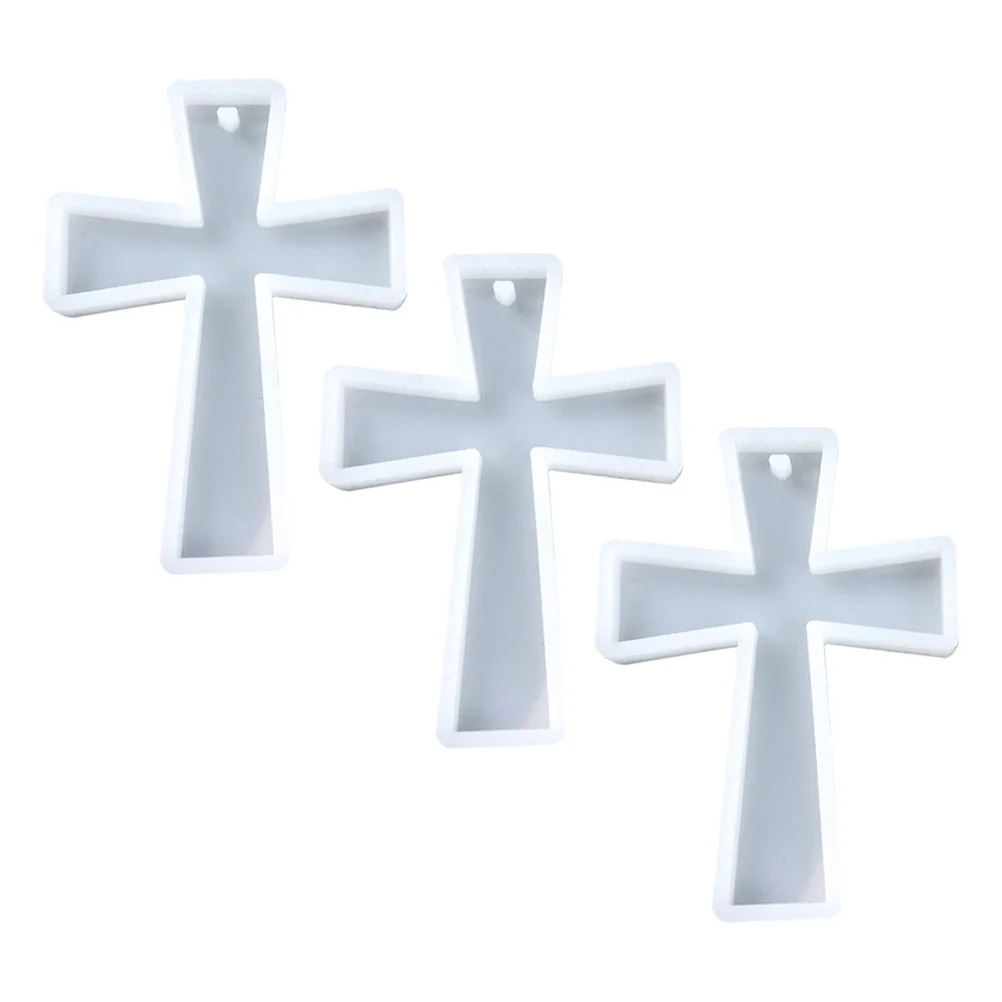 

3Pcs Silicone DIY Cross Keychain Mold Epoxy Resin Flexible Casting Molds Cross Pendant Crafts Making DIY Supplies