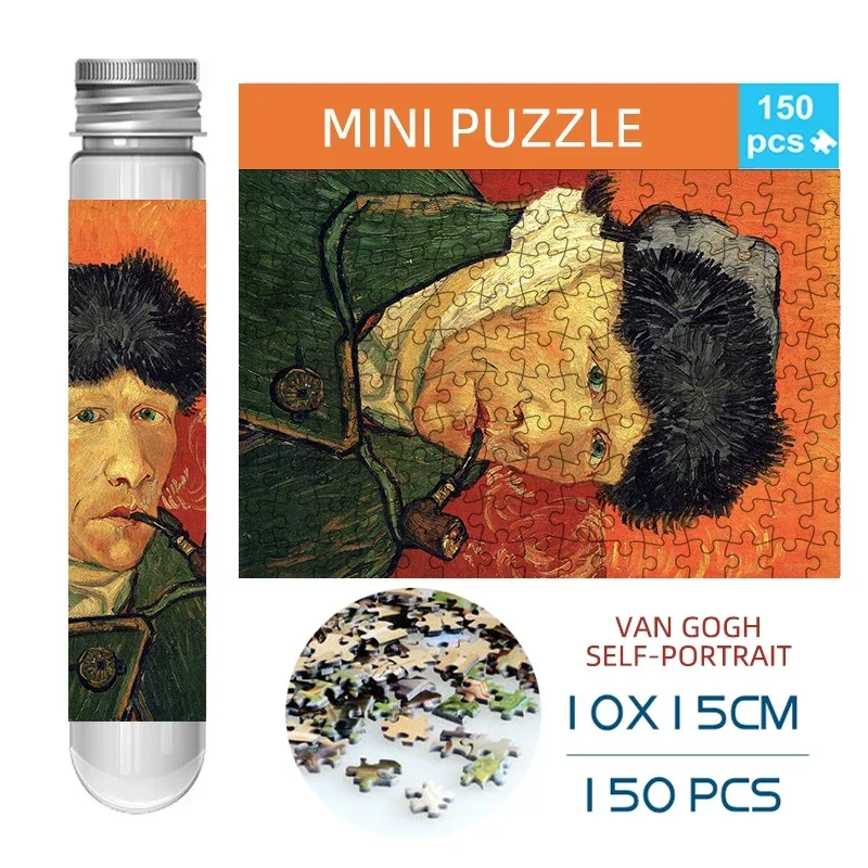 Mini Puzzle en Tube à Essai de Van Gogh, Autoportrait Célèbre, Jeu de Peinture, Décoration de Maison, Cadeau de Festival pour Enfant, 150 Pièces