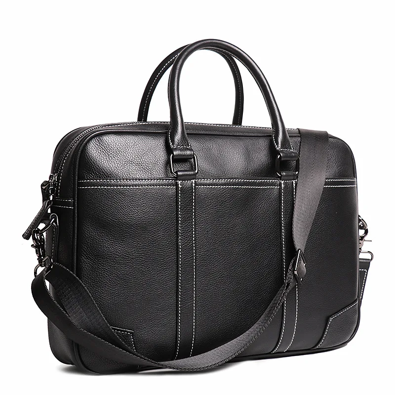 New Men's Genuine Leather Handheld Document Bag Head Layer Cowhide Man Single Shoulder Crossbody Bag Large Capacity Computer Bag