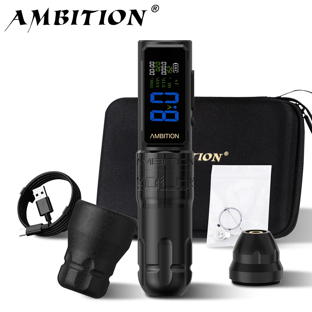 Ambition Soldier270S Wireless Tattoo Machine Stroke 4.5+5.0mm Battery 1-12V Professional Brushless Motor Pen 2400mAh for Tattoo