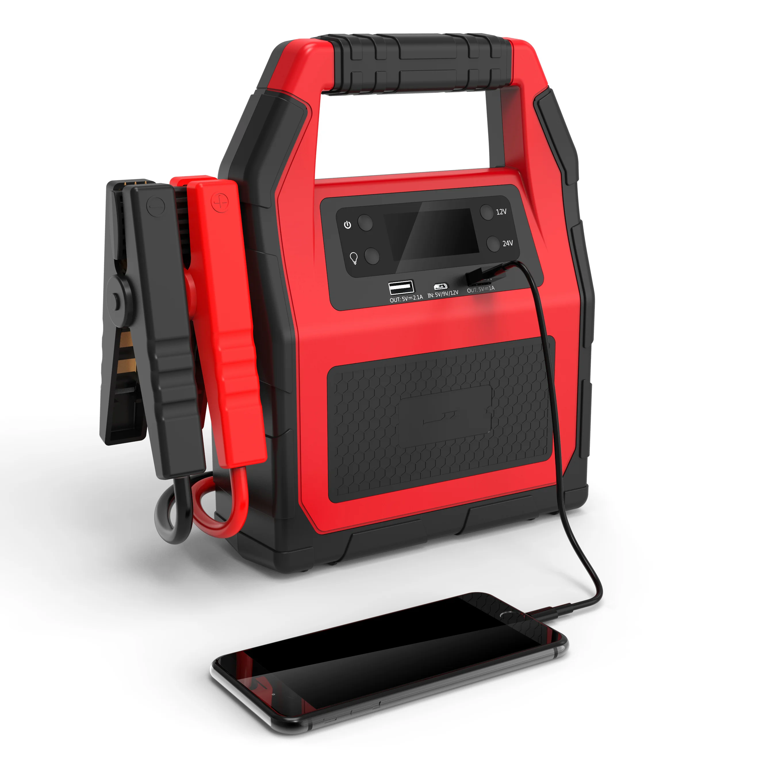 

2022 Newest Multi-function Dual Power Pack Car Jump Starter 12V 24V 45000mAh Peak 1500A Jump Start