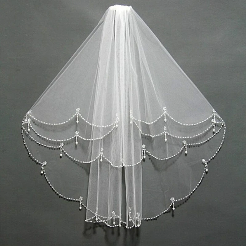 Handmade Bridal Veil Short Beaded Wedding Headwear Veil Wholesale