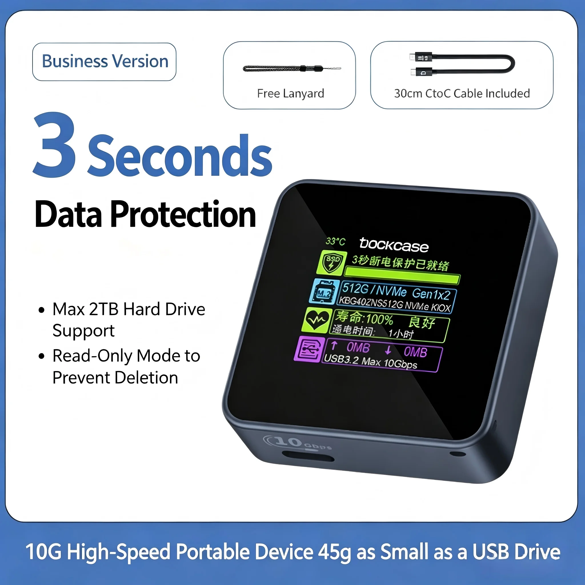 DOCKCASE Pocket M.2 2230 NVMe SSD Enclosure for Steam Deck NVMe PCIe UASP M-Key B+M Key Exclusive 2230 Size Portable Case