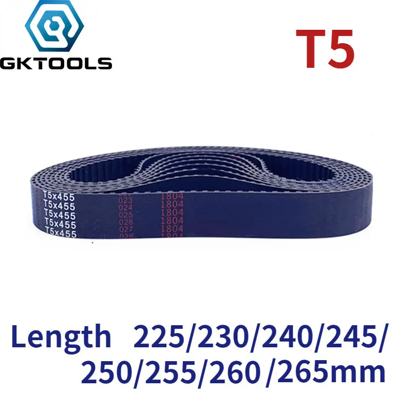 Length 135mm-265mm T5 Rubber Timing Belt Closed Loop Width 10/15/20/25/30/35/40/45/50mm Synchronous Belt  Industrial Drive Belt