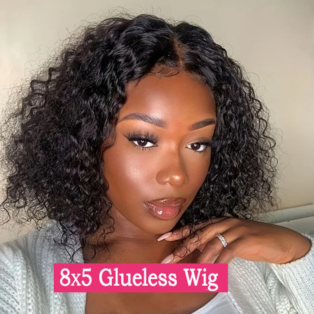 

8X5 HD Lace Frontal Wigs Deep Wave Glueless Wig Human Hair Ready To Wear Glueless Preplucked Wear And Go Wigs PreCut Lace