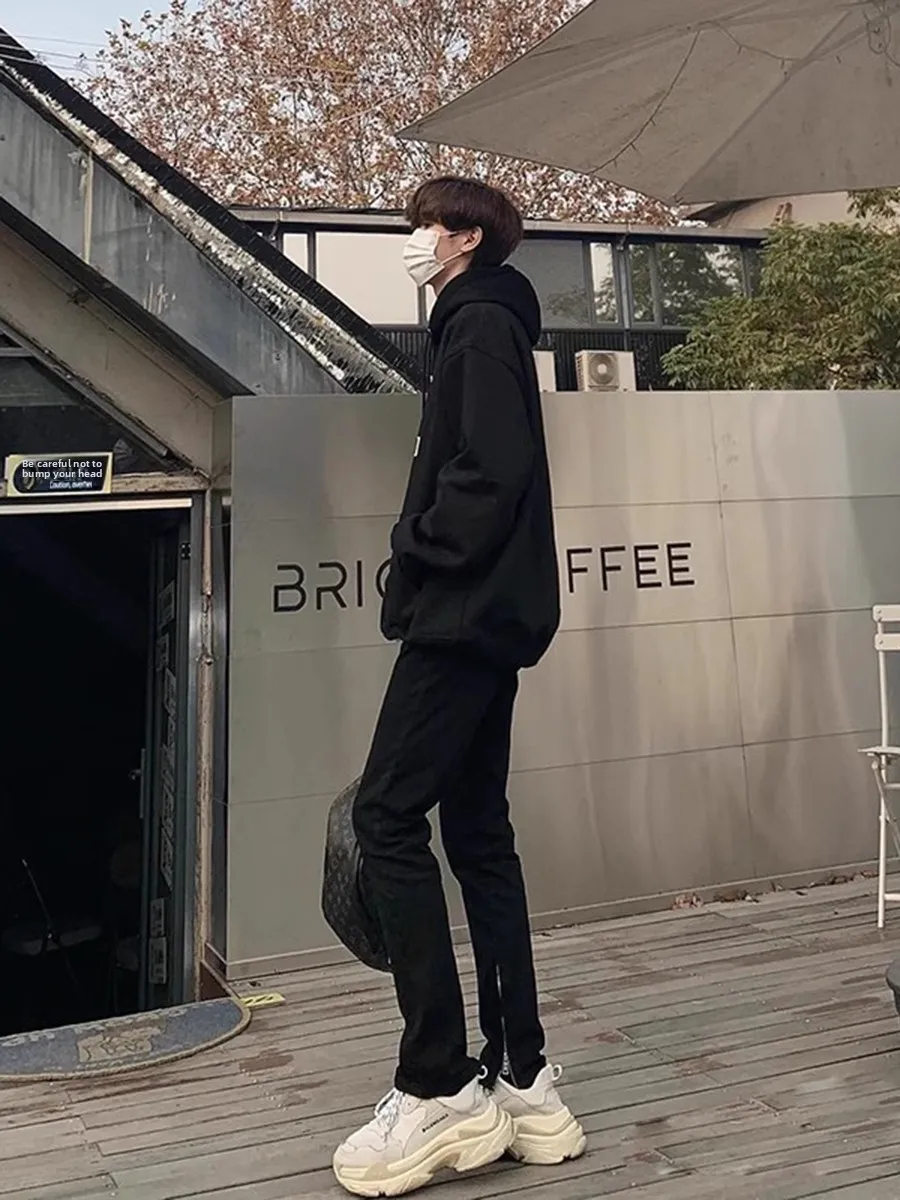 

High Street Vibe Men's Slim Straight Casual Jeans Zipper Cuff American Style Wear Resistant Cotton Blend Long Trousers