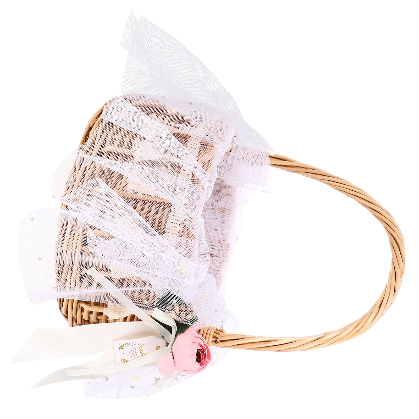 

Wicker Woven Basket H made Rattan Flower Girl Gift Baskets Decorative Storage Home Picnic Fruit Round H basket